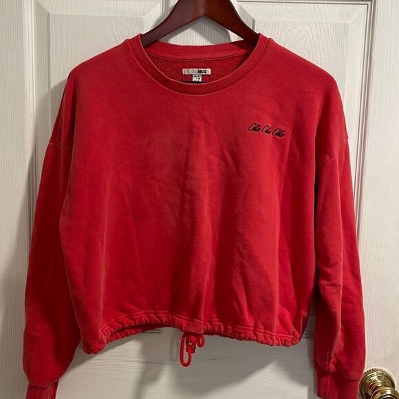 Amuse Society El Campo Red Cropped Pullover Sweater Sz S - Picture 2 of 8